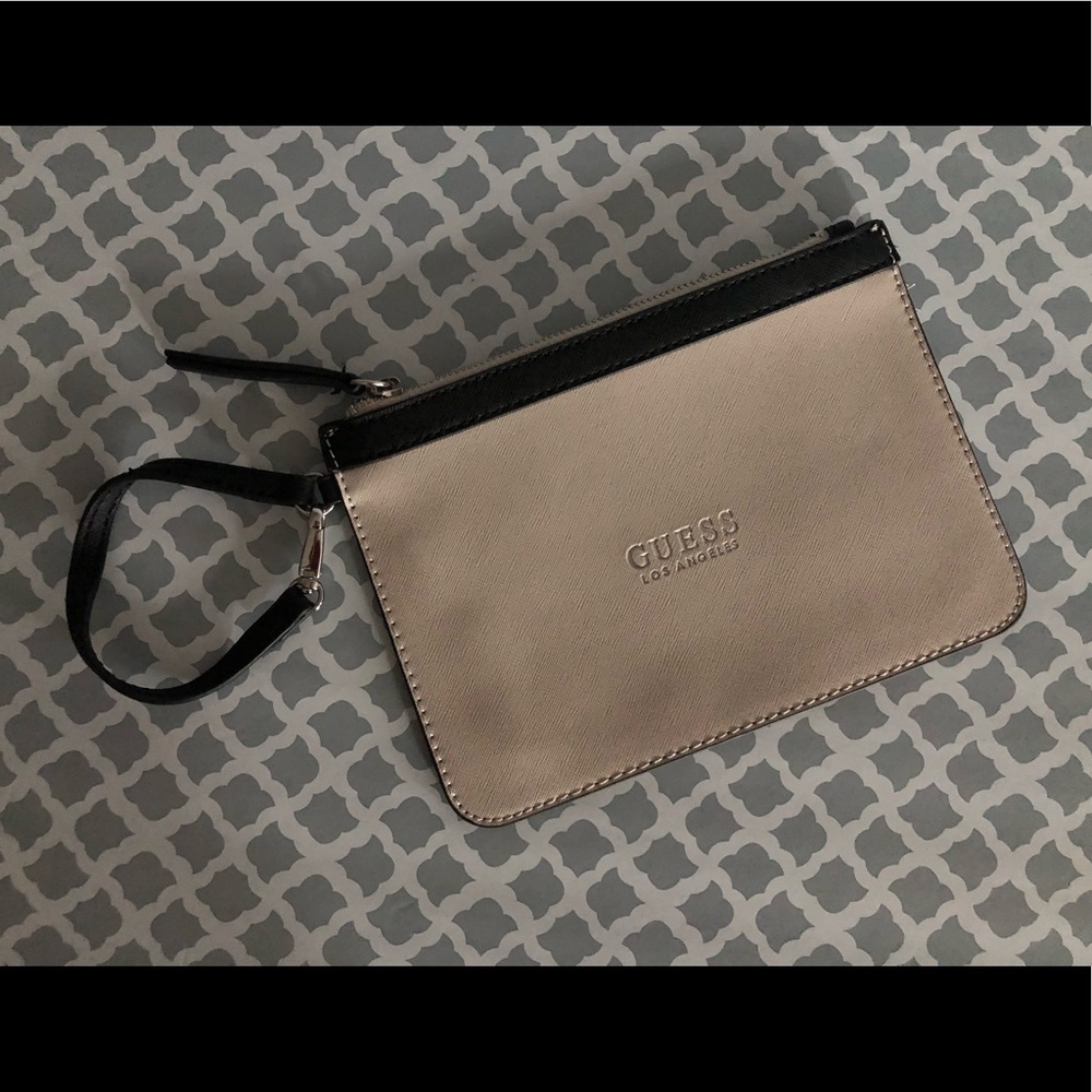 Guess Tan/Cream with Black Trim Wristlet